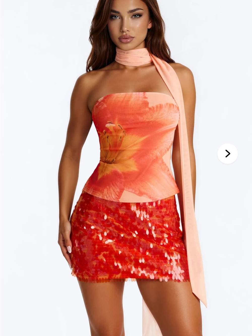 NWT Strapless Orange Floral Tube Top